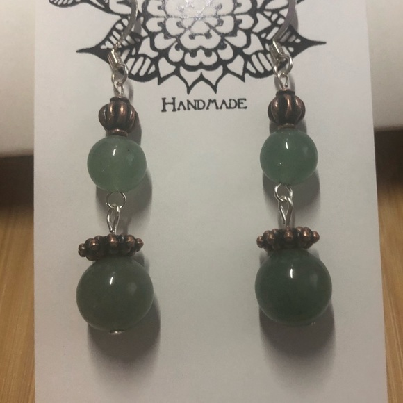 Fancy Green Jasper & Copper Earrings - Picture 3 of 8